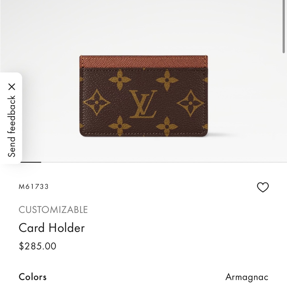NWT Louis Vuitton Armagnac and Gold Monogram Card Holder